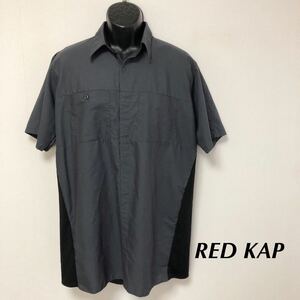 RED KAP◇レッドキャップ /メンズL ワークシャツ 半袖シャツ トップス オープンカラーシャツ 二つポケット ポリコットン アメカジ USA古着