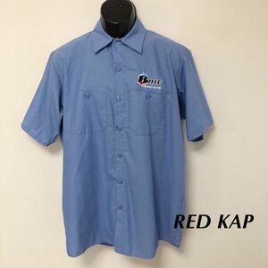 RED KAP◇レッドキャップ /メンズL ワークシャツ 半袖シャツ トップス ブルー 二つポケット ポリコットン 企業 BOYLE アメカジ USA古着 d