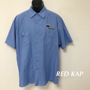 RED KAP◇レッドキャップ /メンズXL ワークシャツ 半袖シャツ トップス ブルー 二つポケット ポリコットン 企業 BOYLE アメカジ USA古着 g