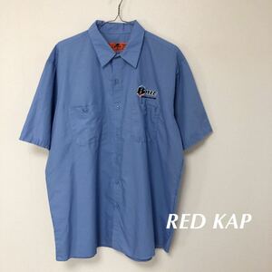 RED KAP◇レッドキャップ /メンズXL ワークシャツ 半袖シャツ トップス ブルー 二つポケット ポリコットン 企業 BOYLE アメカジ USA古着 h