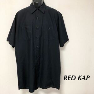 RED KAP◇レッドキャップ /メンズXL ワークシャツ 半袖シャツ トップス Black 無地 ポリコットン 二つポケット アメカジ USA古着