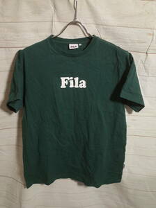 メンズ pg469 FILA フィラ ロゴ プリント 半袖 Tシャツ F 緑