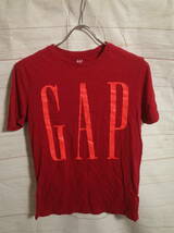 メンズ pg638 GAP ギャップ ビッグロゴ プリント 半袖 Tシャツ XXS 赤系_画像1