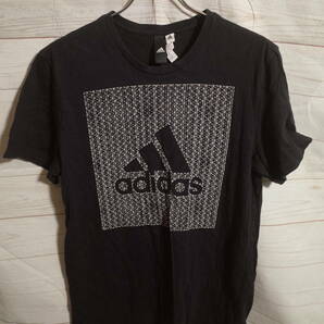 メンズ pg689 adidas アディダス グラフィック ロゴ プリント 半袖 Tシャツ L 黒の画像1