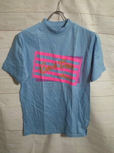 メンズ pg731 ヴィンテージ 80s~90s US古着 ハワイアン プリント 半袖 Tシャツ 水色系 シングルステッチ