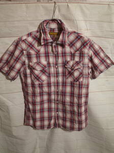  men's pg754 SMITH'S AMERICAN Smith american check pattern short sleeves western shirt L red series 