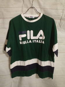  men's pg792 FILA filler Logo print short sleeves T-shirt L green series 