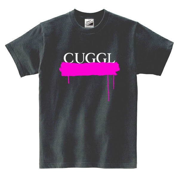 【パロディ黒ピンク3XL】5ozCUGGL(キューグル)メンズペイントカラーTシャツ送料無料・新品2999円