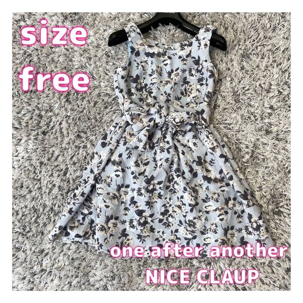 【美品】one after another NICE CLAUP ナイスクラップ 花柄ワンピース ノースリーブワンピース free