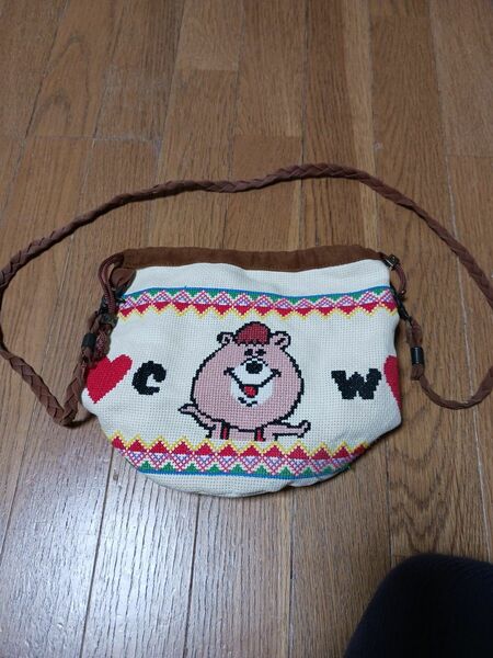 クマタン　　WC　ジャガード刺繍　ショルダーバッグ　ポシェット