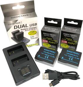 Panasonic Panasonic DMW-BLC12 interchangeable battery 2 piece . interchangeable dual USB charger. 3 point set 