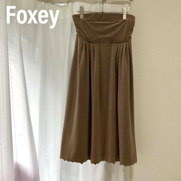 Foxey FOXEY NEWYORK フォクシーニューヨーク ベロアワンピース 膝丈ワンピース　ノースリーブ チューブトップ　ベアトップ レディース