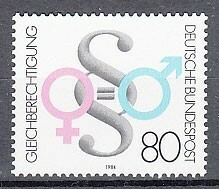 西ドイツ 1984年未使用NH 民主主義/基本法/男女共同参画#1230