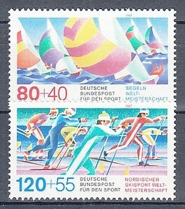 西ドイツ 1987年未使用NH スポーツ/セーリング/スキー#1310-1311