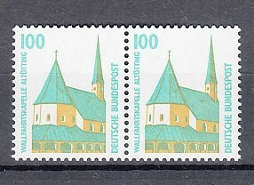 西ドイツ 1989年未使用NH 普通切手/名所史跡/アルトエッティング#1406/ペア