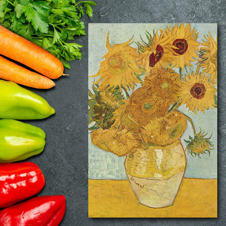 Art Panel Art Board Van Gogh Sunflowers 33x22 A4 Wall Hanging Interior Painting 01, Artwork, Painting, Portraits