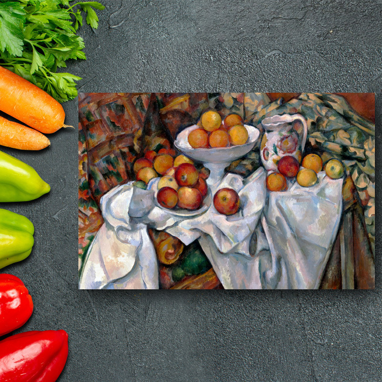 Арт-панель Арт-доска Сезанн Натюрморт с яблоками и апельсинами 33х22 А4 Настенная картина для интерьера 01, произведение искусства, Рисование, Портреты