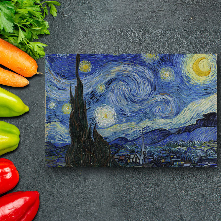 Panel de arte Tablero de arte Noche estrellada de Van Gogh 45x33 A3 Pintura interior para colgar en la pared 01, Obra de arte, Cuadro, Retratos
