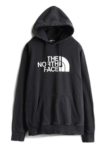 ■ ノースフェイス プリント スウェット フード パーカー メンズ M / 古着 The North Face プルオーバー 裏起毛 トレーナー アウトドア 黒