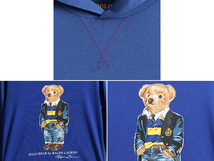 ポロベア ボーイズ L 160cm 程■ ポロ ラルフローレン プリント フード付き 長袖 Tシャツ 古着 POLO ロンT 前V キャラクター メンズ XS 程_画像3