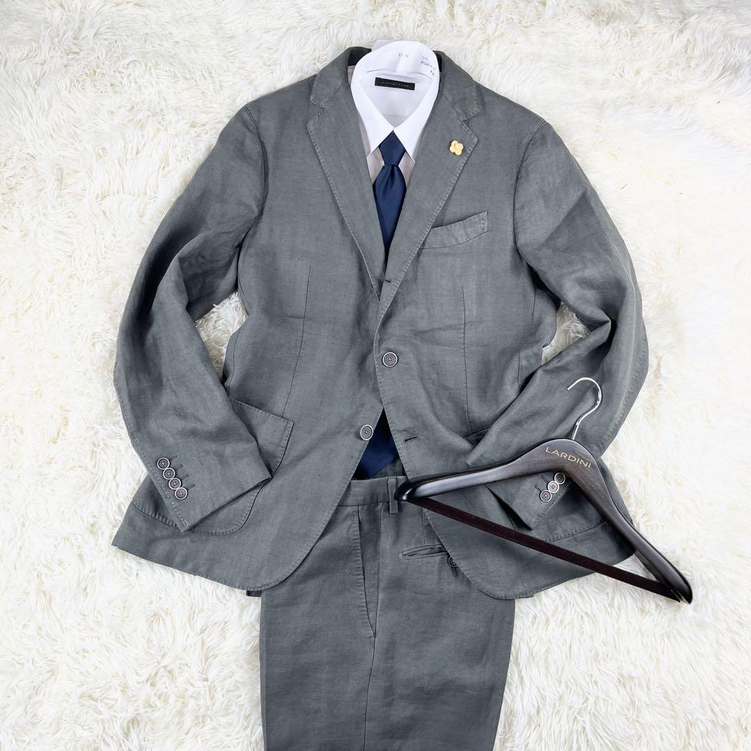 美品>LARDINI ラルディーニ ネイビー スーツ ウール サイズ50 Lサイズ