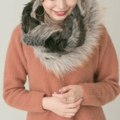 新品同様　URBAN RESEARCH ROSSO mix fur snood 2WAY　ミックス　ファー　スヌード　マフラー　ストール　管理番号#28W20Q09