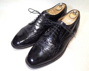 【送料無料】3085■Ingledew's Shoes/Ferrini■使用極少イタリア製パンチドキャップトゥ/ワニ革コンビ/ストレートチップ/26.5-27cm■