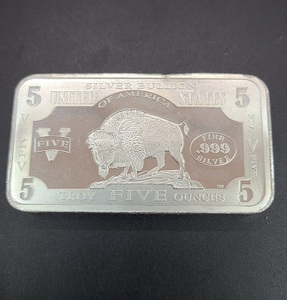 純銀 シルバー インゴット バー 5oz 5オンス 999 FINE SILVER INGOT BAR 155.5g 保証書 地金 資産