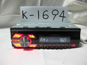 K-1694　Carrozzeria　カロッツェリア　DEH-380　MP3　フロント AUX　1Dサイズ　CDデッキ　故障品