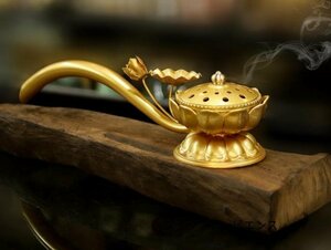 高品質★「密教法具 寺院用仏具」蓮型机上香炉 銅器 銅製品