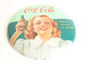 【中古】 Coca-Cola コカ・コーラ 丸型 看板 レトロ ヴィンテージ （札）