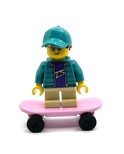 即決 新品 未使用　レゴ LEGO ミニフィグ　タウン スケボー　子ども　スケーター スケートボード ミニフィギュア シティ　メガネ