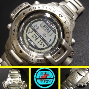  complete sale!100ps.@!? super limitation!W name 5th no. 5.!. Logo lighting & titanium & compass thermometer altimeter attaching! wristwatch Casio CASIO Protrek x Hunting World excellent article 