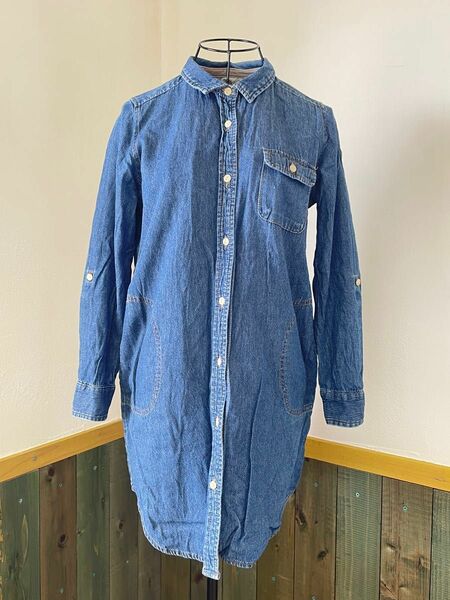 デニム シャツ ワンピース size M ロングシャツ