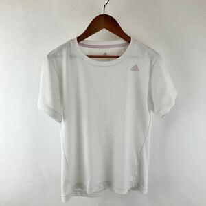 adidas アディダス レディース 半袖Tシャツ Mサイズ ポリエステル製 スポーツウェア スポーツTシャツ ホワイトシャツ ワンポイントTシャツ