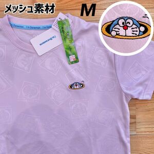 希少【M】ドラえもん　吸水速乾&UV対策　メッシュ素材　ドライ半袖Tシャツ　レディース●スポーツウェア　ジャイアン/ピンク