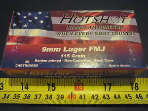 AMMO空箱 HOTSHOT 9mm Luger 115 Gr FMJ 1箱（トレイ付）