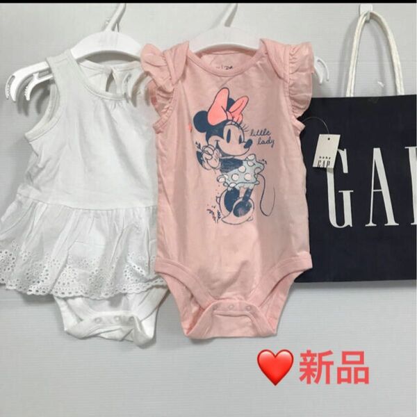 新品★70cm ミニーちゃん&可愛いロンパース2点セットbabyGap ベビーロンパース