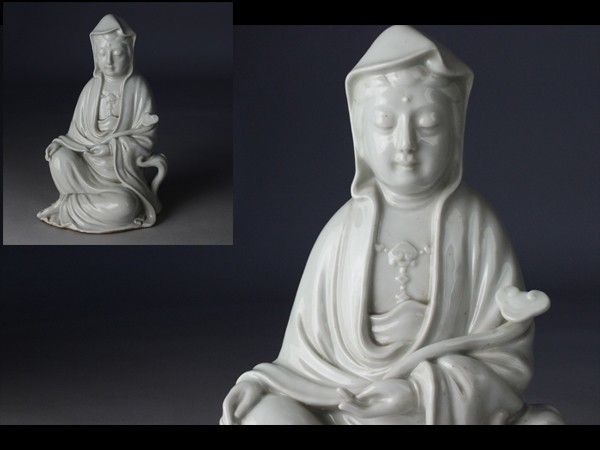 男性に人気! 中国古美術 仏像 徳化窯白磁観音菩薩像 明時代何朝宗徳化