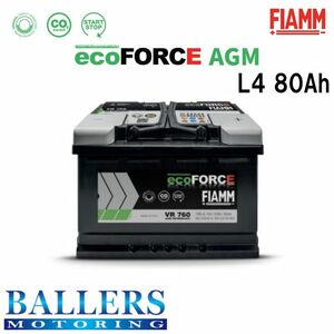 FIAMM バッテリー ecoFORCE AGM/80Ah L4 ベンツ Cクラス W205 C300 2015年9月～ VR800 フィアム