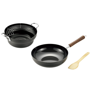  fry pan set IH correspondence gas fire correspondence fry pan heaven .. saucepan set bamboo spatula ami attaching YKM-0426