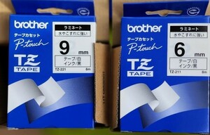 ブラザー p-touch TZ テープカセット 6mm 9mm ラミネート 5本 4本 TAPE brother ブラザーピータッチ 新品 未使用 箱あり TZ-RP211 TZ-221