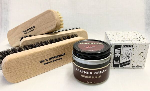 人気の5品 REDWINGレザークリーム1瓶97095(ニーツフットオイル)にブラシ3本とミンクオイル(レザーウェア用)がセット!