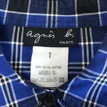【送料無料】agnes b. 薄手長袖チェックシャツ青　レディース1サイズ　アニエスベー_画像10