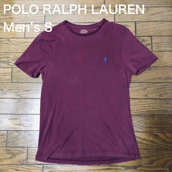 【送料無料】POLO RALPH LAUREN 半袖Tシャツ ワインレッド　メンズSサイズ　ポロラルフローレン