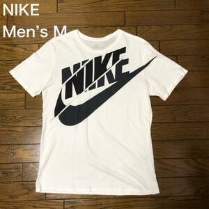 【送料無料】NIKE デカロゴプリント半袖Tシャツ白黒　メンズMサイズ　ナイキスウォッシュ