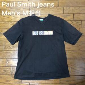 【送料無料】やや難ありPaul Smith jeans半袖プリントTシャツダークブラウン　メンズMサイズ相当　ポールスミスジーンズ