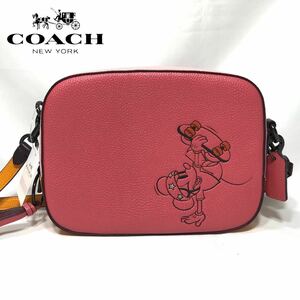 【新品】DISNEY X COACH コーチ ディズニー コラボ カメラ バッグ ウィズ スケートボード ミッキーマウス ピンク 3900