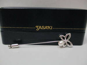 [M] TASAKI 田崎真珠 パールブローチ オーバル型 ピンブローチ 箱有り