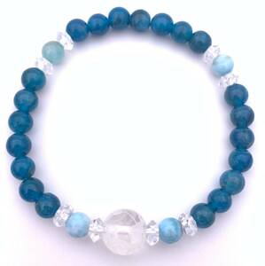  natural stone carving crystal blue dragon 10mm sphere & apatite &lalima-. bracele 